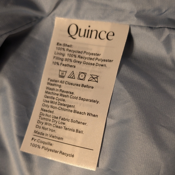 NWOT Quince Blue Lightweight Packable Hooded Puffer Jacket Down Filled Medium - Picture 11 of 11